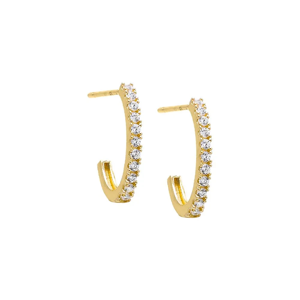 Pave CZ Thin Open Hoop Earring 14K sold by Adina Eden's