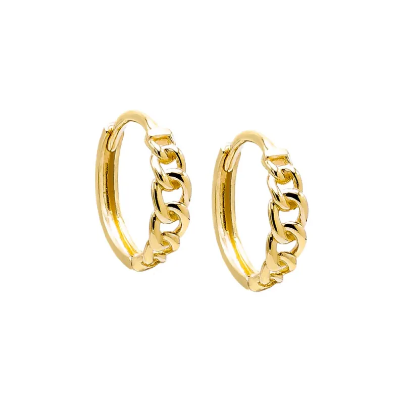 Solid Graduated Cuban Link Huggie Earring 14K sold by Adina Eden's