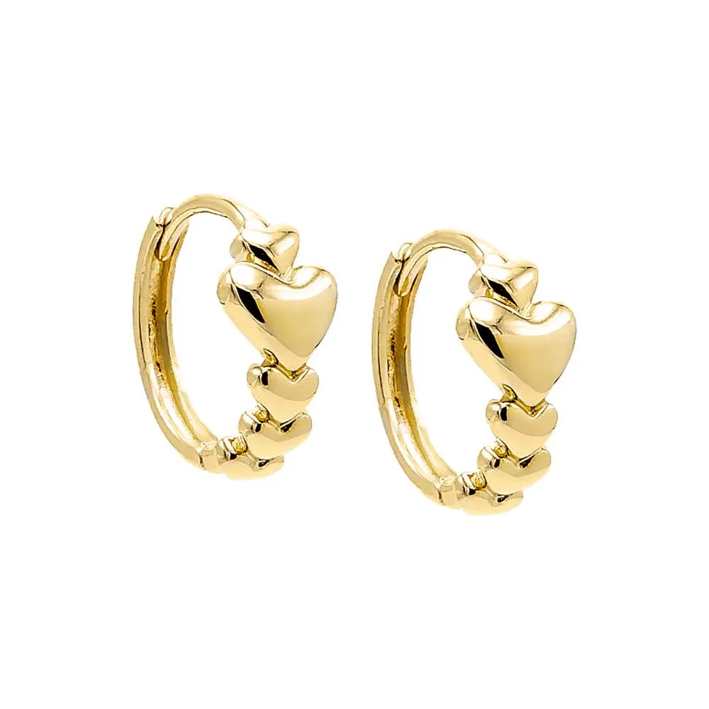 Solid Hearts Graduated Huggie Earring 14K sold by Adina Eden's