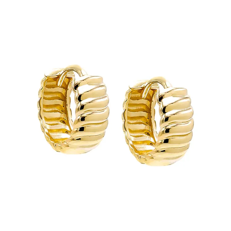 Solid Fluid Ridged Huggie Earring 14K sold by Adina Eden's