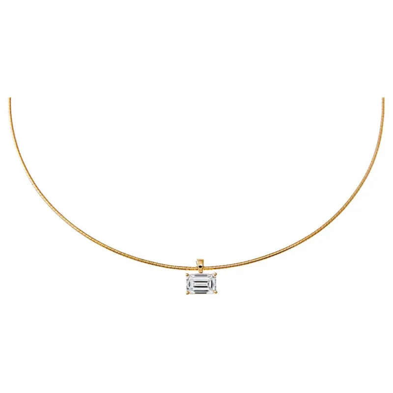 Lab Grown Diamond Emerald Round Omega Chain Necklace 14K sold by Adina Eden's