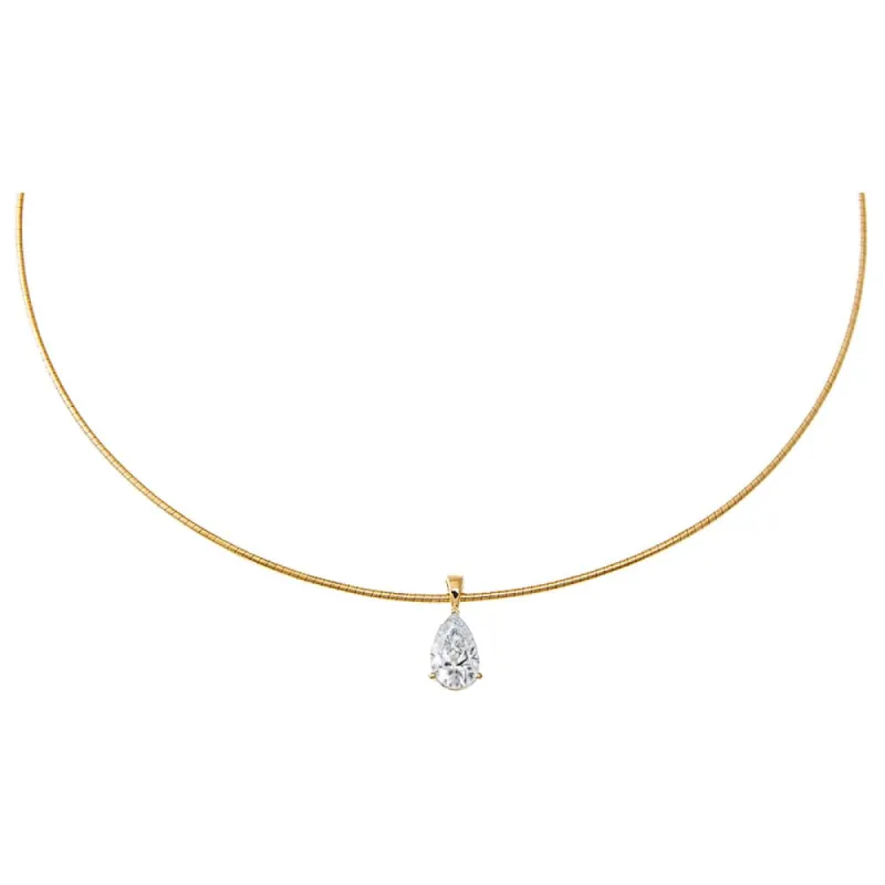 Lab Grown Diamond Pear Round Omega Chain Necklace 14K sold by Adina Eden's