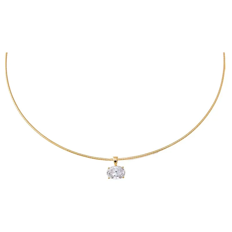 Lab Grown Diamond Oval Round Omega Chain Necklace 14K sold by Adina Eden's