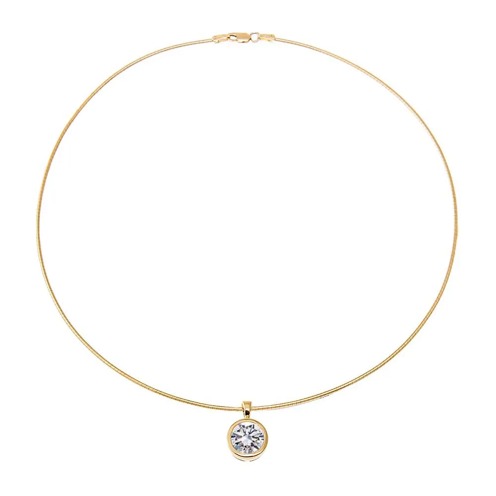 Lab Grown Diamond Round Bezel Round Omega Chain Necklace 14K sold by Adina Eden's product image thumbnail 3