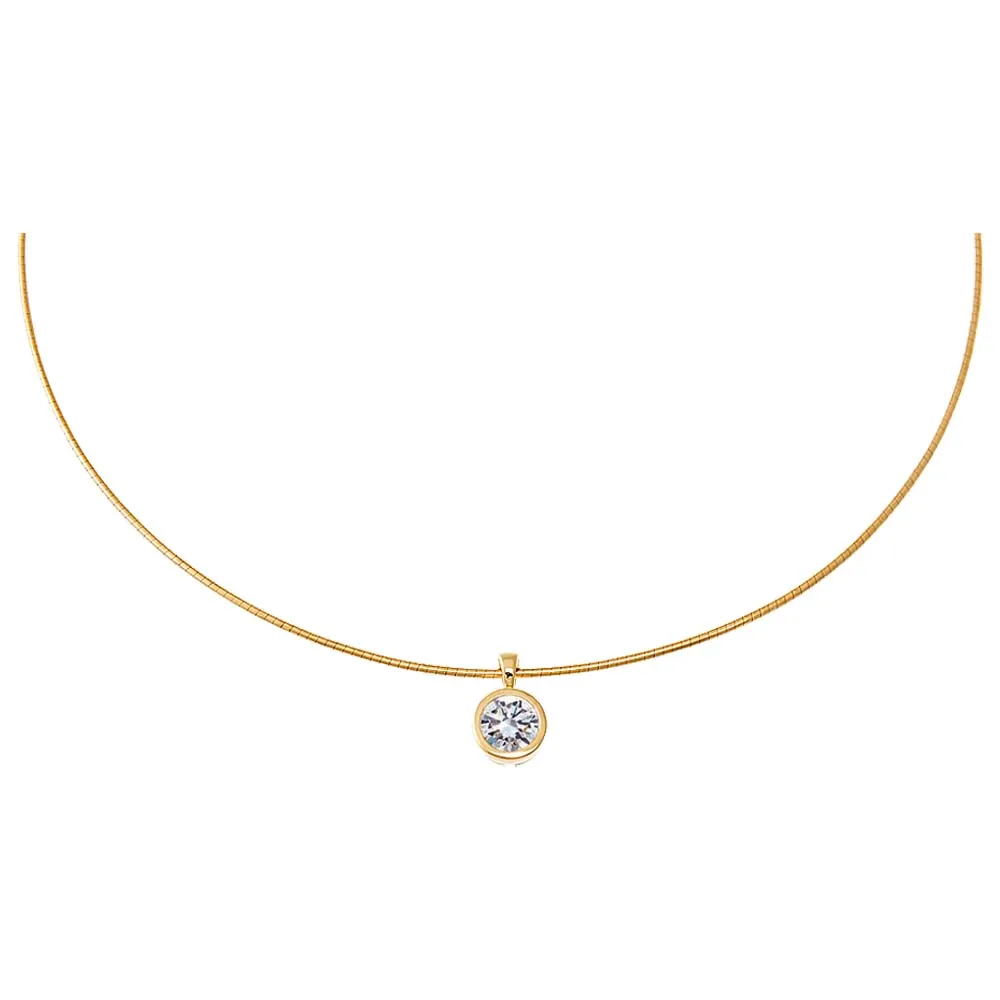 Lab Grown Diamond Round Bezel Round Omega Chain Necklace 14K sold by Adina Eden's product image thumbnail 2