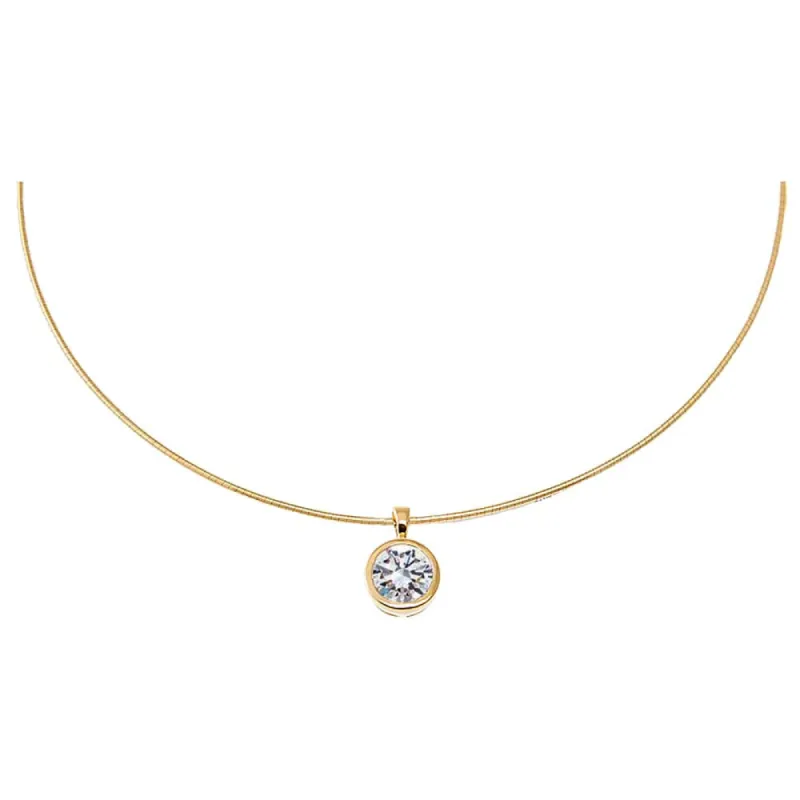 Lab Grown Diamond Round Bezel Round Omega Chain Necklace 14K sold by Adina Eden's