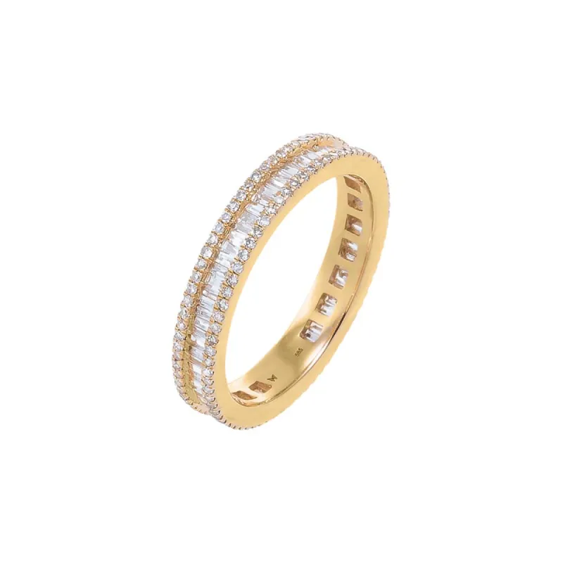 Diamond Pave X Baguette Eternity Band 14K sold by Adina Eden's
