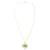 Diamond Pave Outline X Emerald Green Disc Necklace 14K sold by Adina Eden's