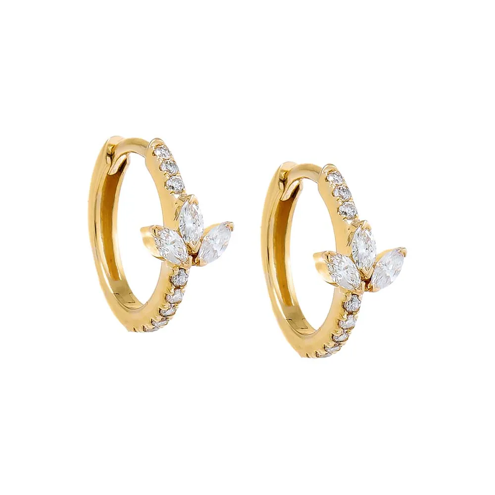 Diamond Triple Marquise Huggie Earring 14K sold by Adina Eden's