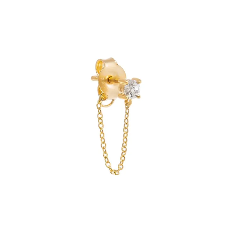 Diamond Solitaire Front Back Chain Stud Earring 14K sold by Adina Eden's