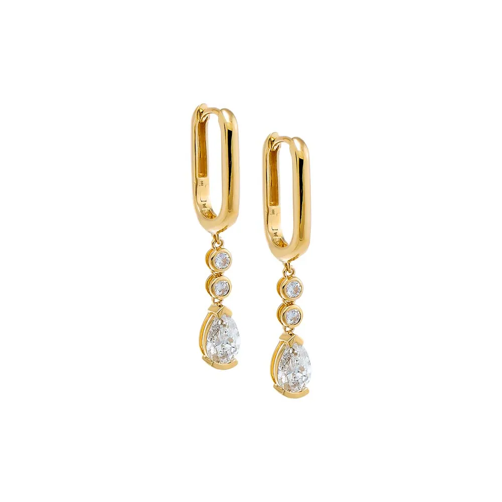 Lab Grown Graduated Diamond Dangling Huggie Earring 14K sold by Adina Eden's