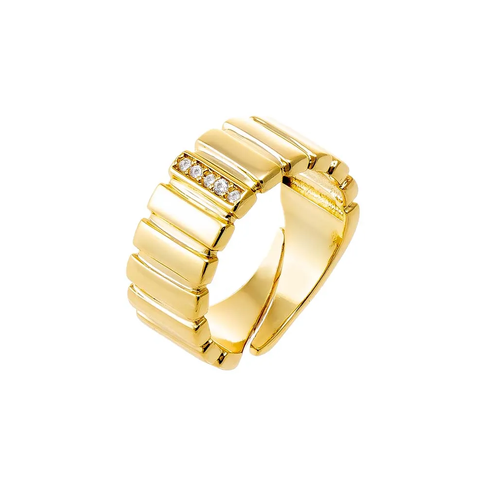 Pave Accented Ridged Box Ring sold by Adina Eden's