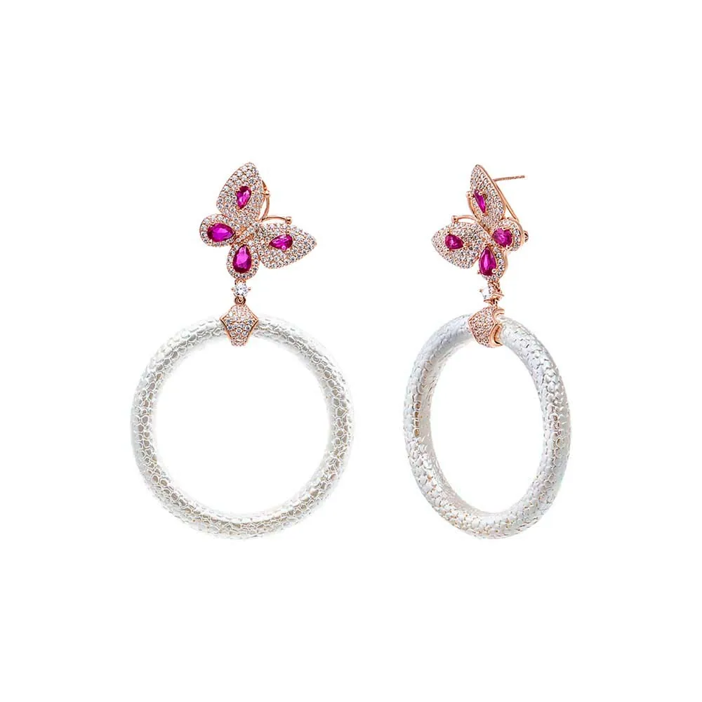 Pave Butterfly Drop Open Circle Drop Earring sold by Adina Eden's product image thumbnail 2