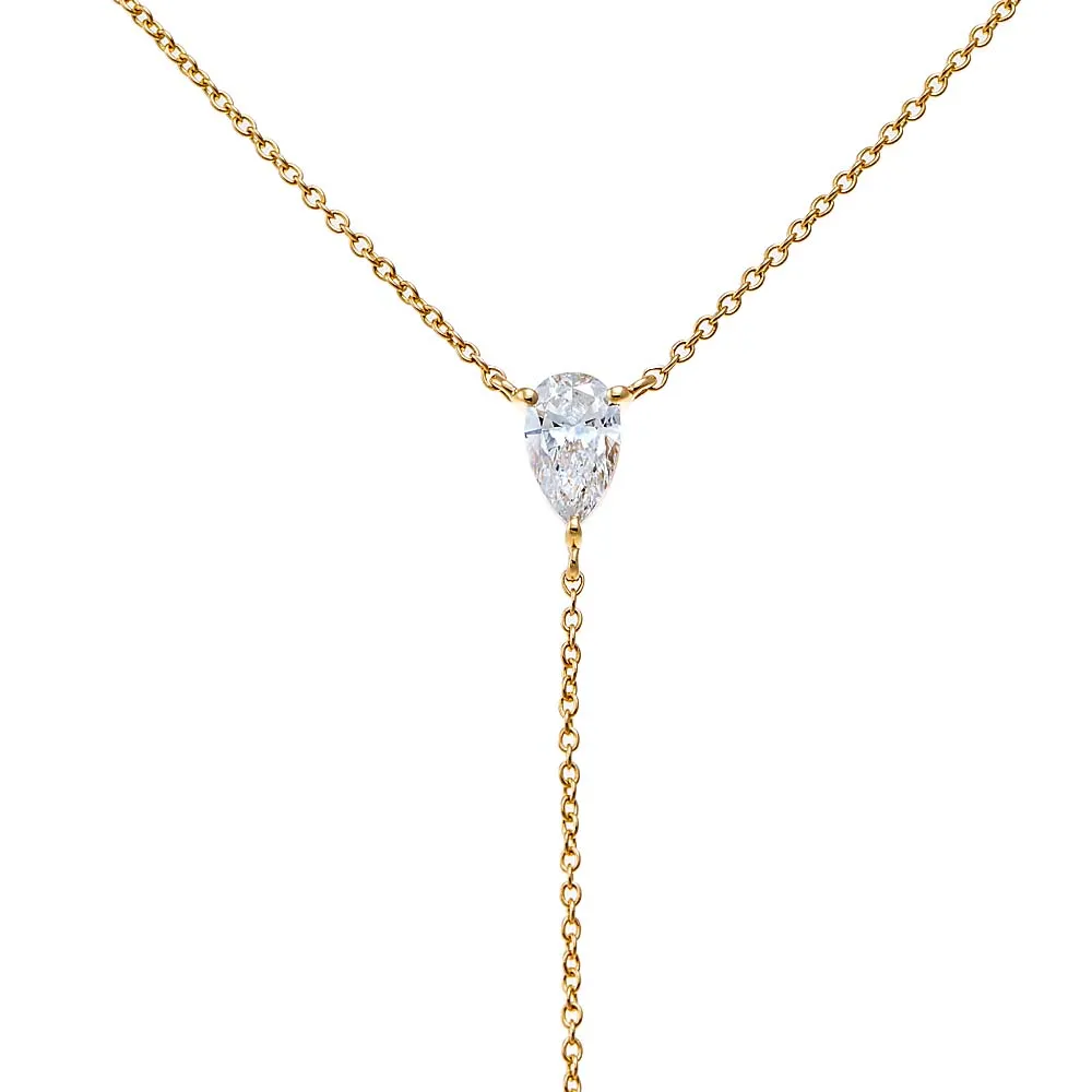Lab Grown Diamond Teardrop X Bezel Lariat Necklace 14K sold by Adina Eden's product image thumbnail 2