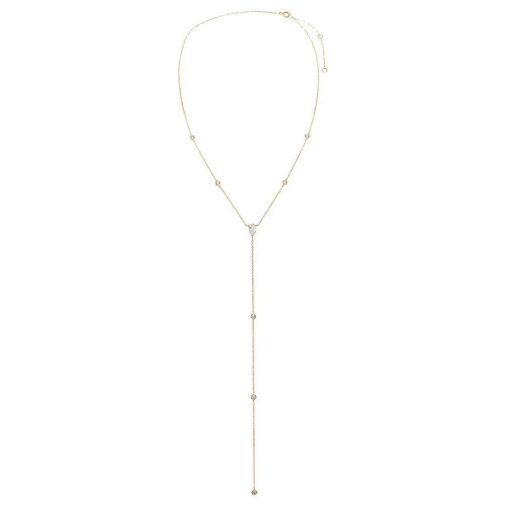 Lab Grown Diamond Teardrop X Bezel Lariat Necklace 14K sold by Adina Eden's product image thumbnail 3