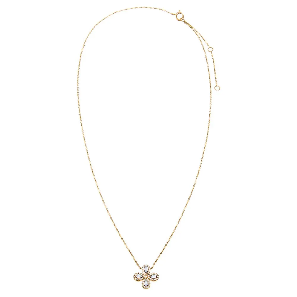 Diamond Pave Colored Stone Four Leaf Clover Necklace 14K sold by Adina Eden's product image thumbnail 2