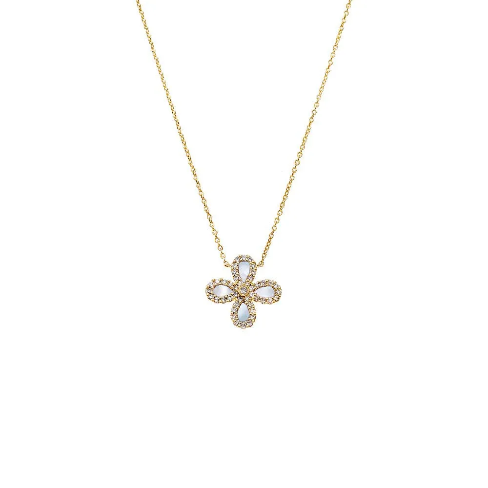 Diamond Pave Colored Stone Four Leaf Clover Necklace 14K sold by Adina Eden's