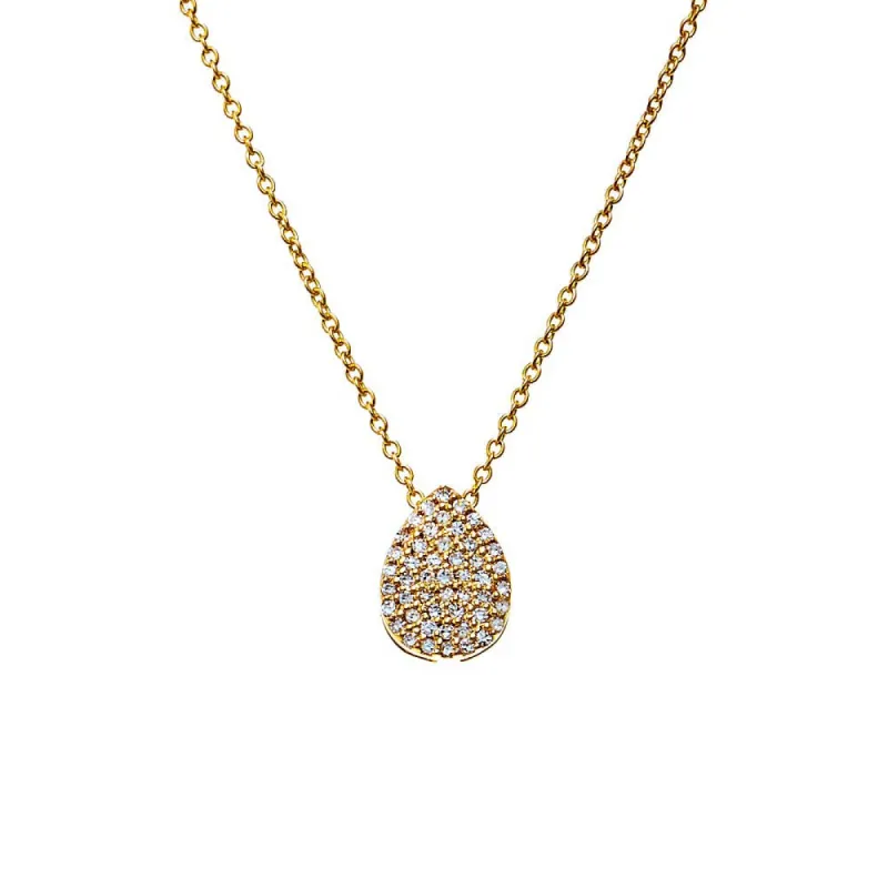 Diamond Pave Pear Pendant Necklace 14K sold by Adina Eden's