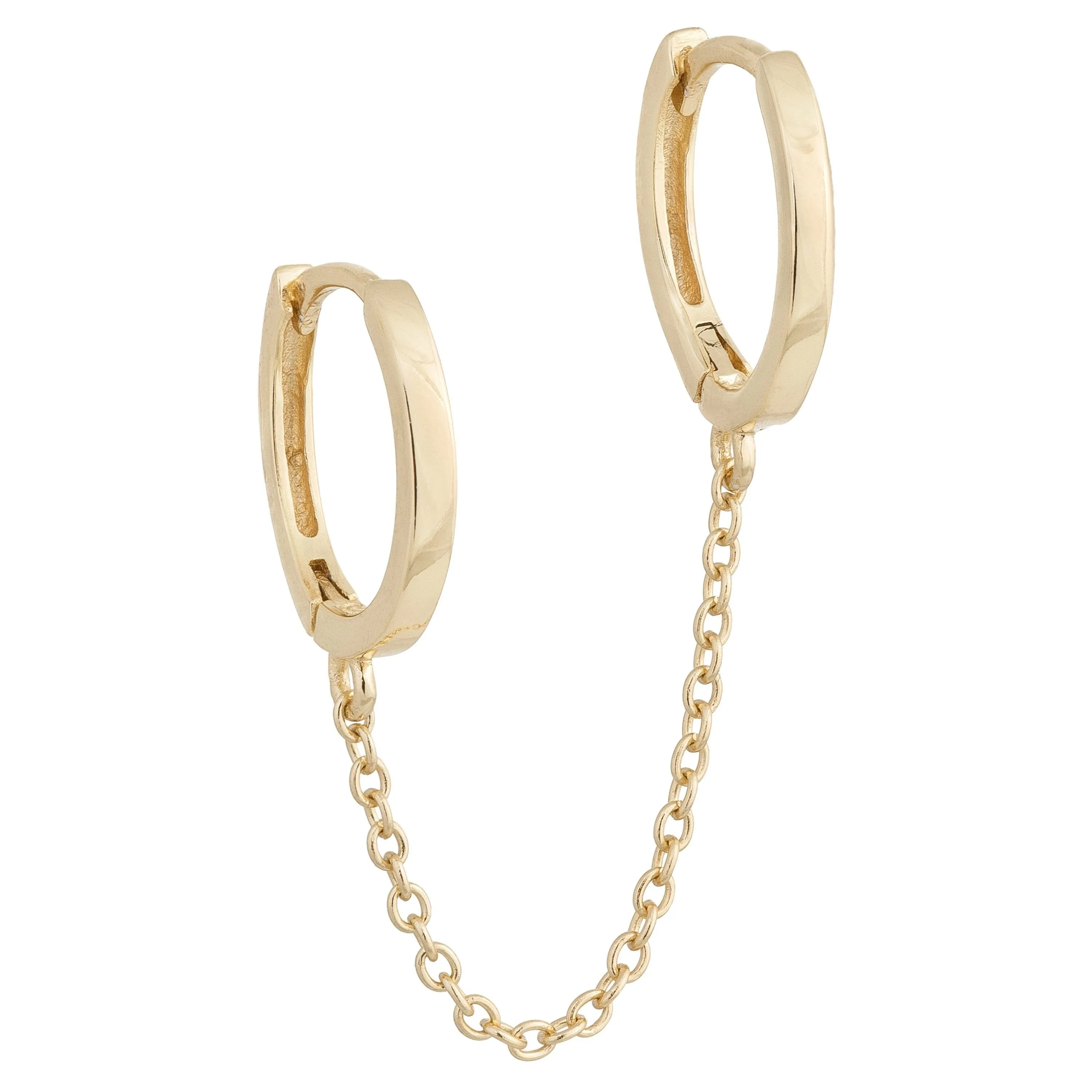 Solid Double Chain Huggie Earring sold by Adina Eden's