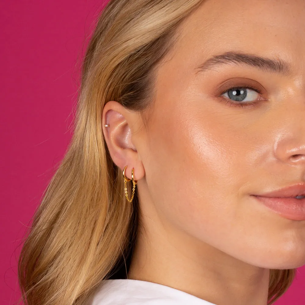 Solid Double Chain Huggie Earring sold by Adina Eden's product image thumbnail 2