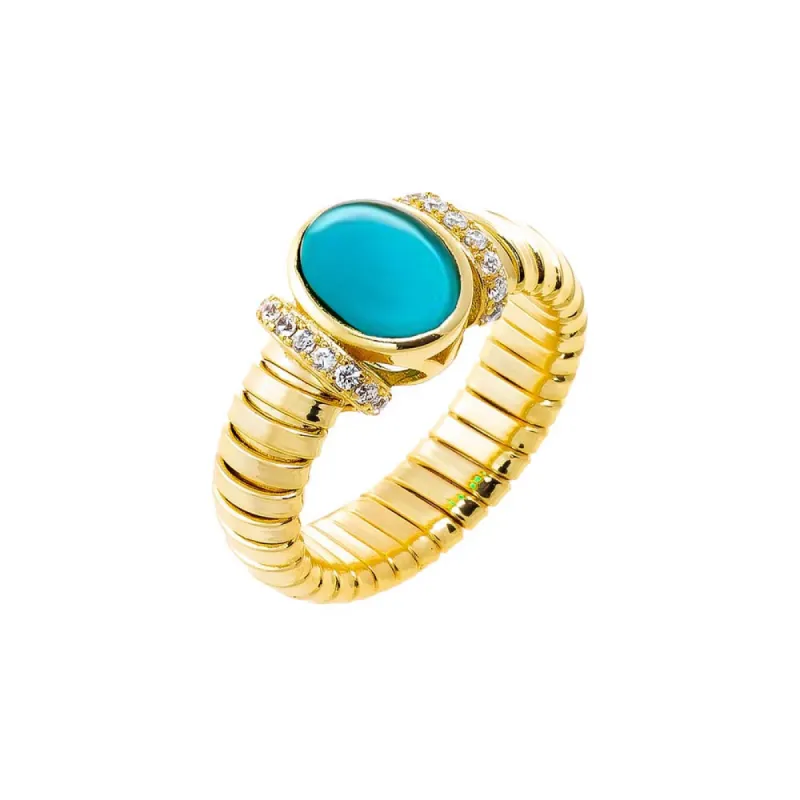 Pave Accented Colored Stone Ridged Ring sold by Adina Eden's