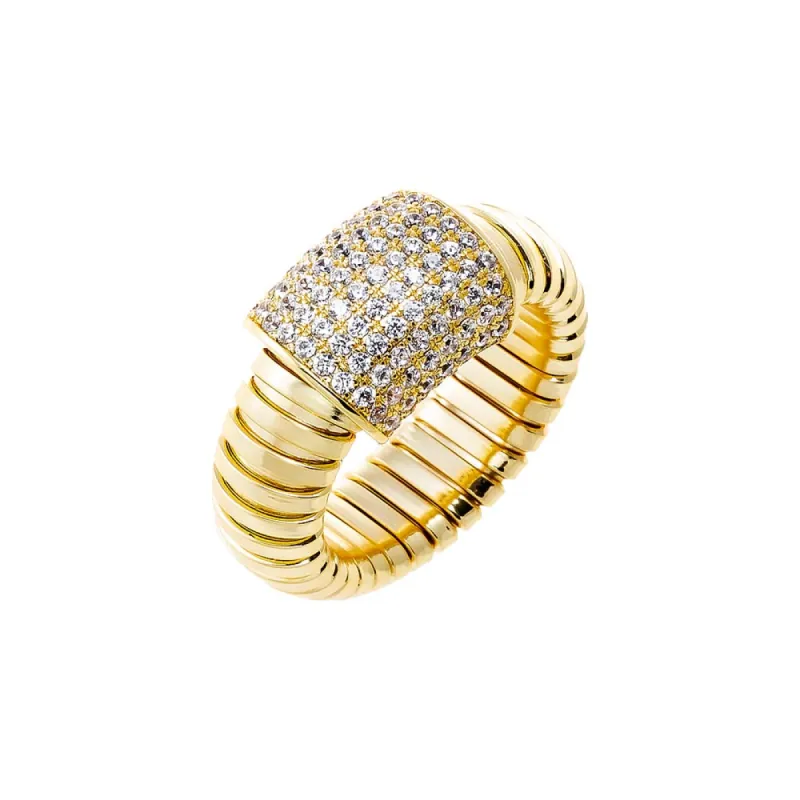 Pave Accented Wide Ridged Band Ring sold by Adina Eden's