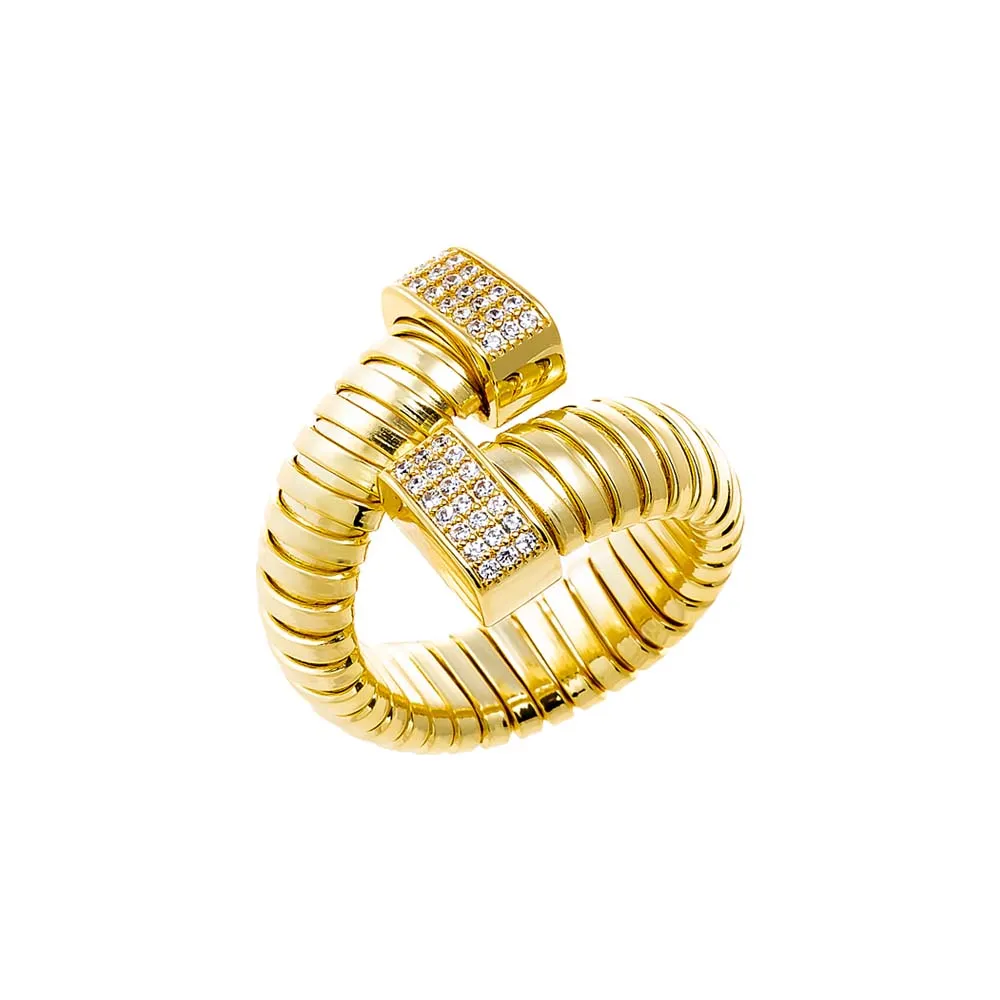 Pave Accented Overlap Ridged Ring sold by Adina Eden's