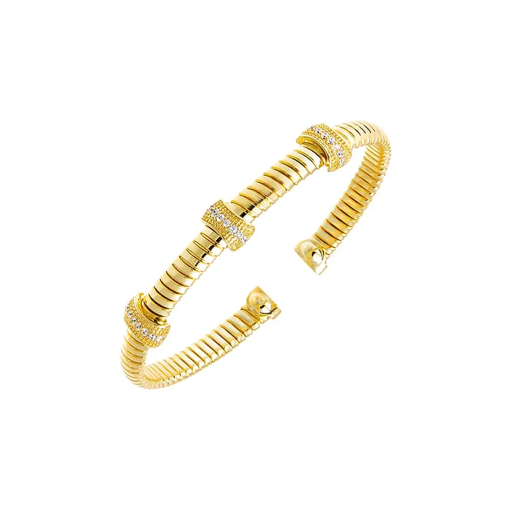 Pave Accented Open Snake Bangle Bracelet sold by Adina Eden's