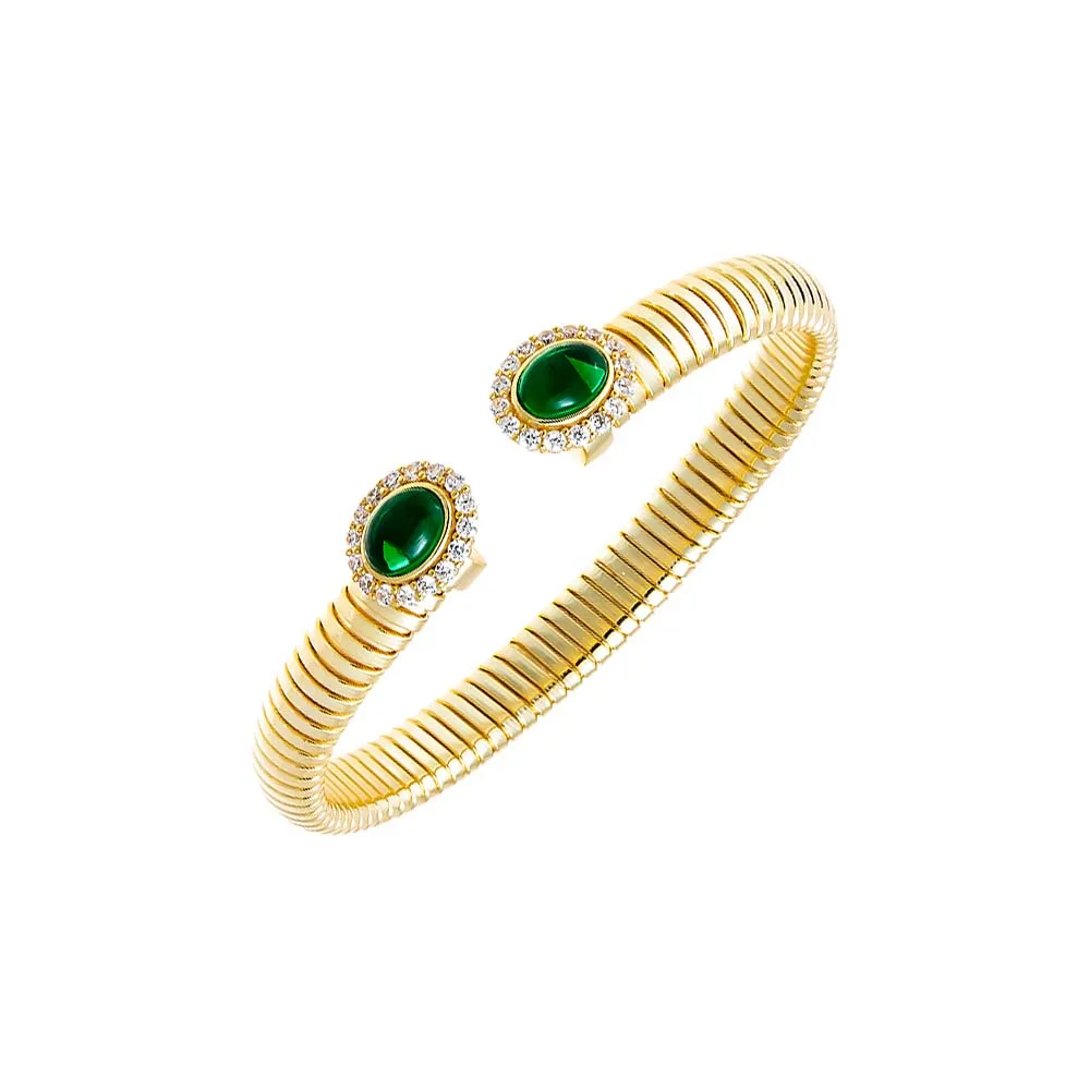 Pave Outlined Colored Stone Claw Snake Bangle Bracelet sold by Adina Eden's product image thumbnail 2