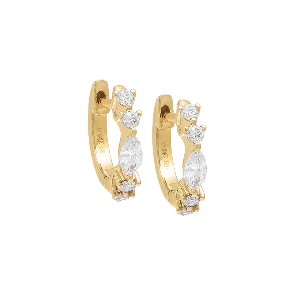 Diamond Petite Multi Shape Huggie Earring 14K sold by Adina Eden's