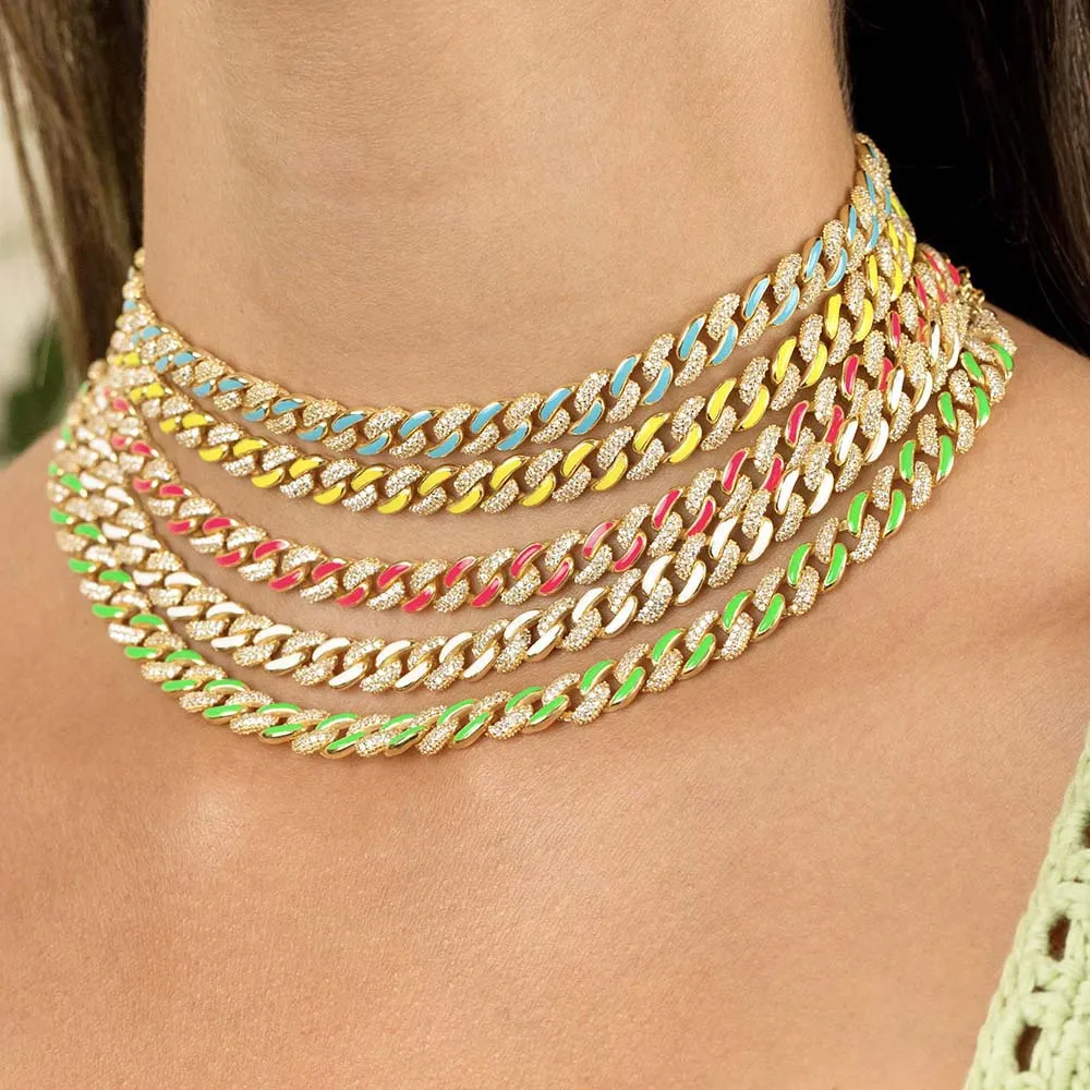 Pavé Neon Enamel Chain Link Choker sold by Adina Eden's product image thumbnail 3