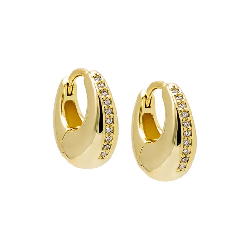 Pave Lined Graduated Huggie Earring sold by Adina Eden's