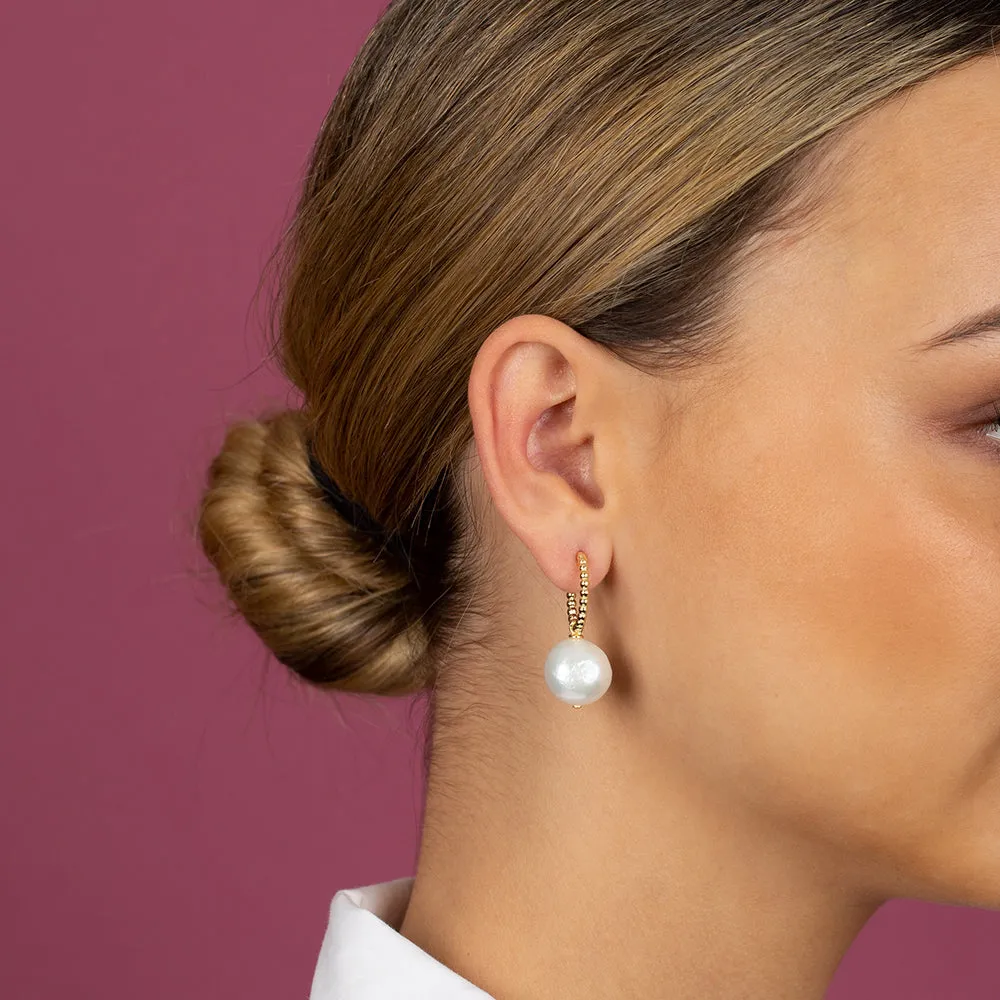 Dangling Pearl Beaded Hoop Earring sold by Adina Eden's product image thumbnail 2