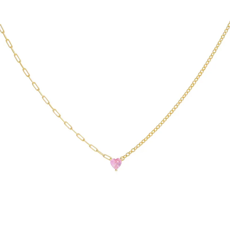 Tiny Colored Heart Mixed Chain Necklace sold by Adina Eden's