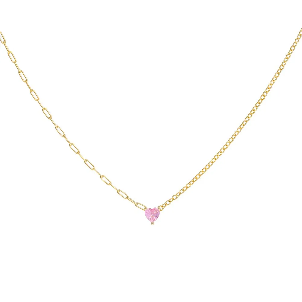 Tiny Colored Heart Mixed Chain Necklace sold by Adina Eden's