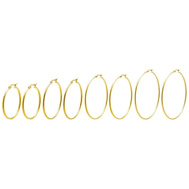 Solid Multi Size Hoop Earring Combo Set sold by Adina Eden's