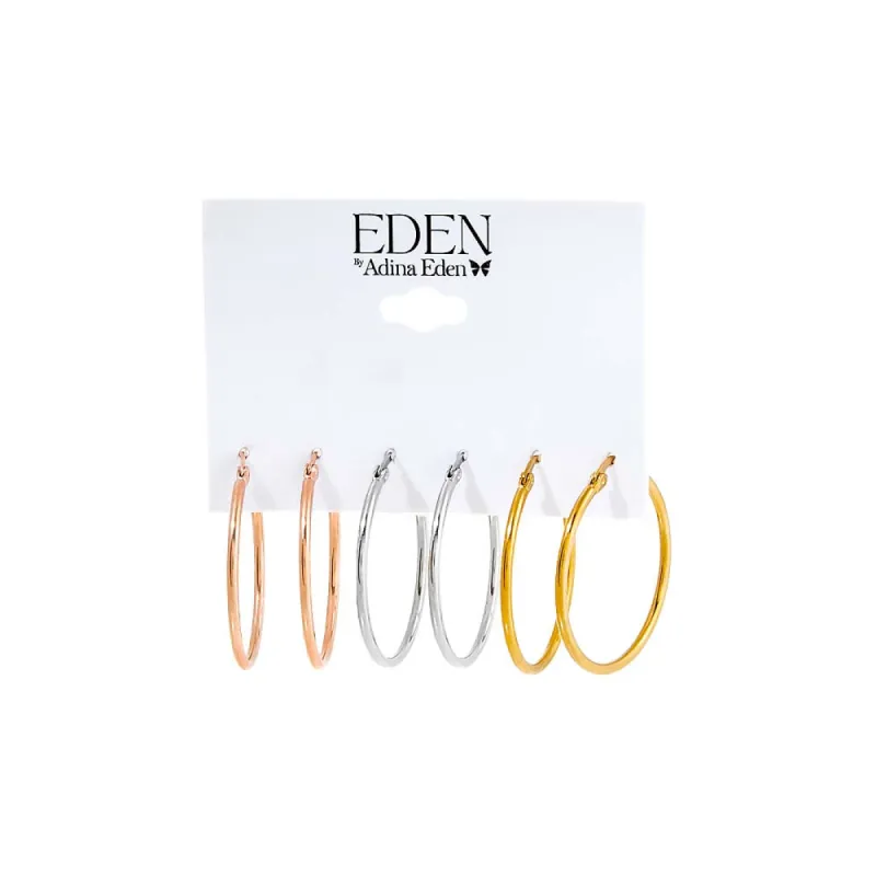 Solid Trio Color Hoop Earring Combo Set made by Adina Eden's