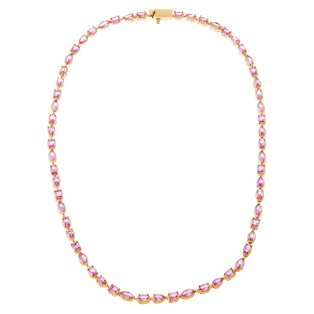 Colored Multi Shape Bezel Tennis Necklace sold by Adina Eden's product image thumbnail 4