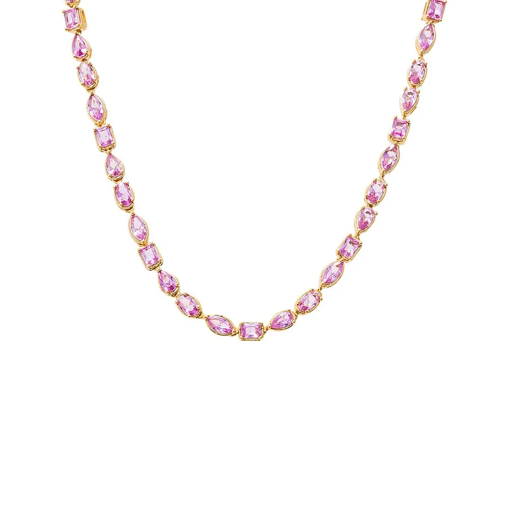 Colored Multi Shape Bezel Tennis Necklace sold by Adina Eden's product image thumbnail 3