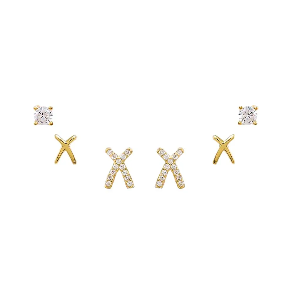 CZ's & X's Stud Earring Combo Set sold by Adina Eden's