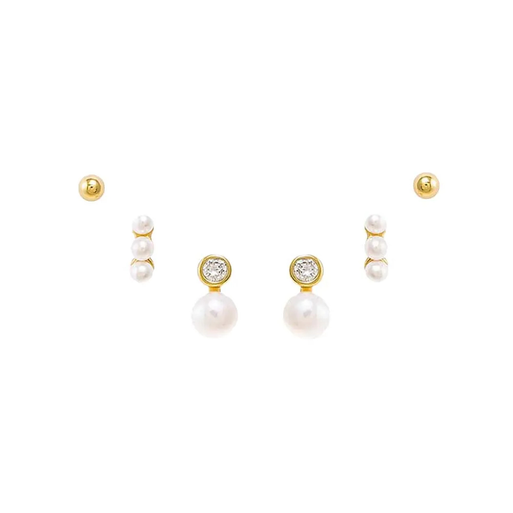 CZ & Pearls Stud Earring Combo Set sold by Adina Eden's