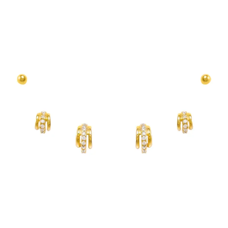 Solid/Pave Hoops & Studs Earring Combo Set sold by Adina Eden's
