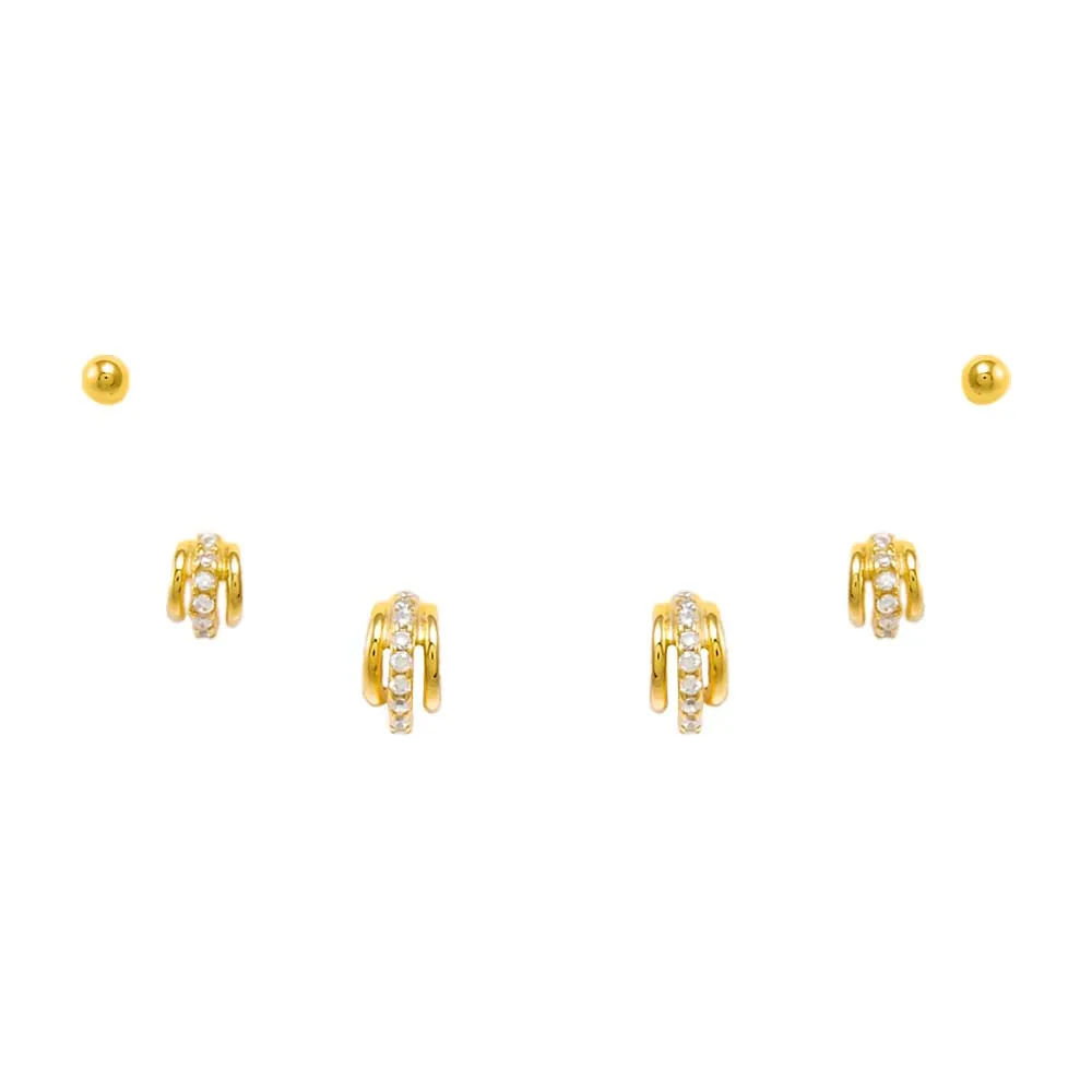 Solid/Pave Hoops & Studs Earring Combo Set sold by Adina Eden's