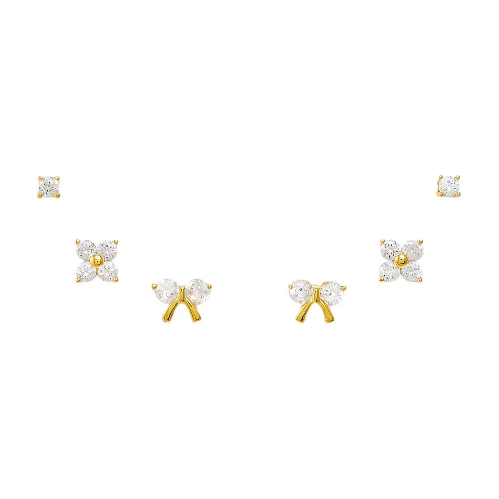 Dainty Bow Ties Stud Earring Combo Set sold by Adina Eden's