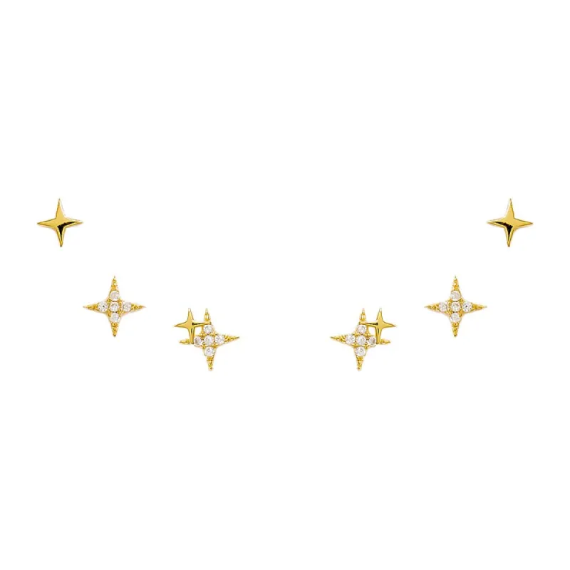 Solid/Pave Celestial Stud Earring Combo Set sold by Adina Eden's