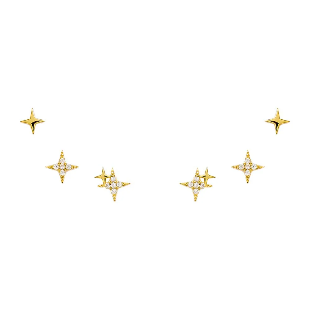 Solid/Pave Celestial Stud Earring Combo Set sold by Adina Eden's