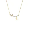 CZ Curved Bar X Dangling Butterfly Necklace sold by Adina Eden's