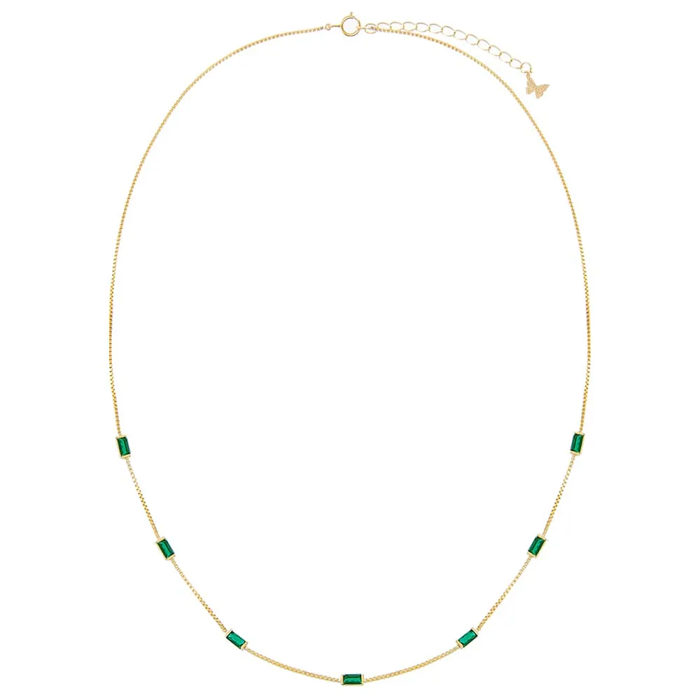 Multi Emerald Green CZ Baguette Necklace sold by Adina Eden's product image thumbnail 2