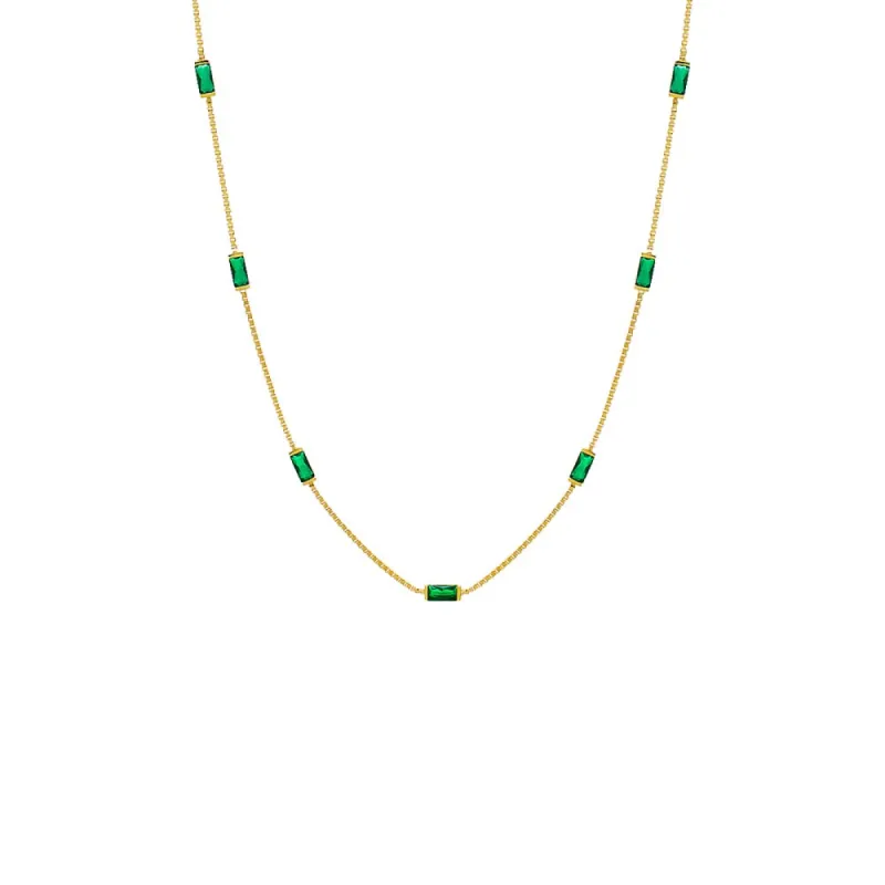 Multi Emerald Green CZ Baguette Necklace sold by Adina Eden's