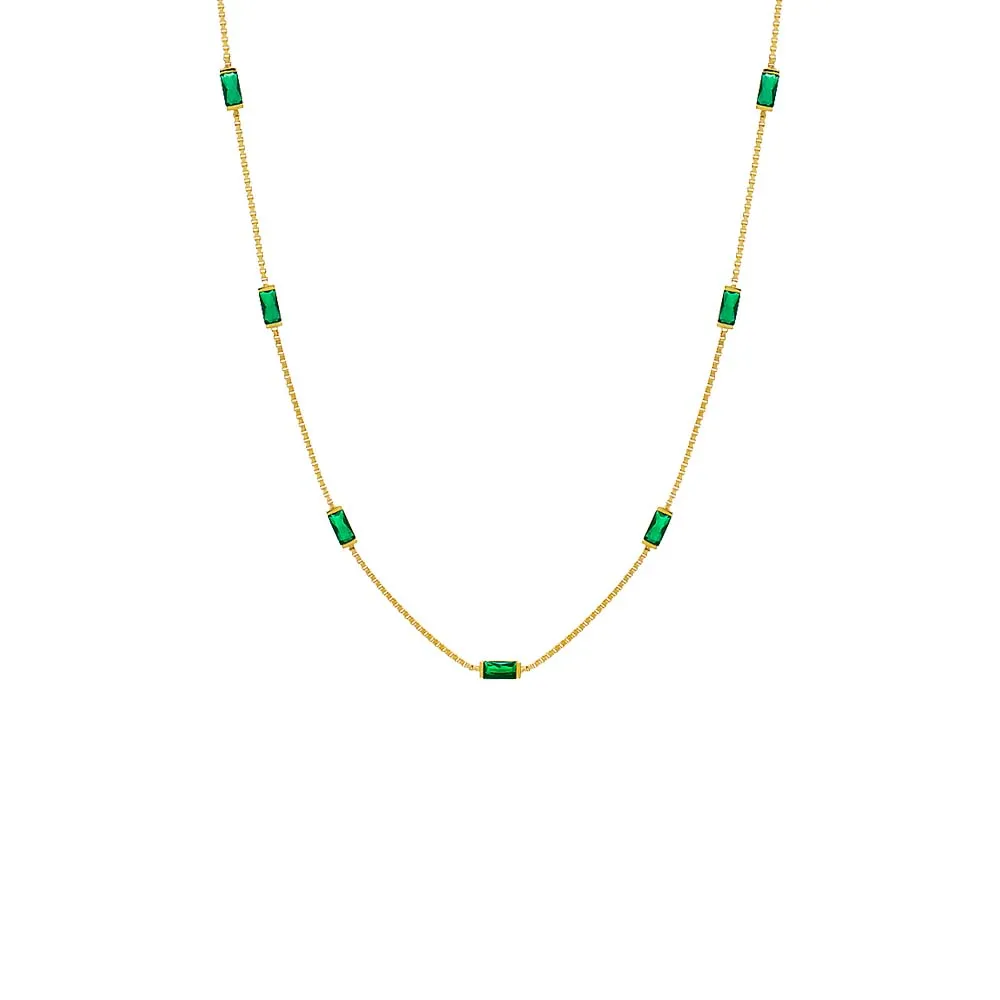 Multi Emerald Green CZ Baguette Necklace sold by Adina Eden's
